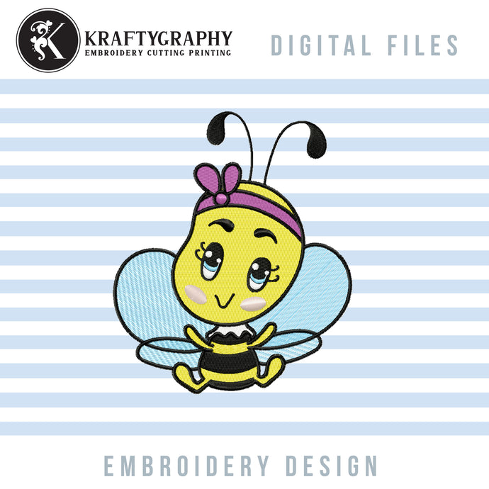 Cute Baby Bee Machine Embroidery Designs, Little Bee Embroidery Patterns, Bee Sitting Embroidery Files, Small Bee Pes Files, Honey Bee Applique, Bumble Bee Hus Files,-Kraftygraphy