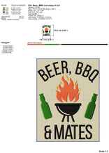 Load image into Gallery viewer, Beer, bbq and mates embroidery designs for bbq aprons-Kraftygraphy
