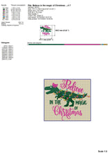 Load image into Gallery viewer, Cute Christmas Dinosaur Machine Embroidery Designs for Girls, T-Rex Christmas Embroidery Patterns, Dinosaur With Christmas Lights Embroidery Files, Tree Rex Pes Files, Christmas Pajamas Embroidery Pes Files-Kraftygraphy
