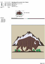 Load image into Gallery viewer, Bison and mountain embroidery design for machine-Kraftygraphy

