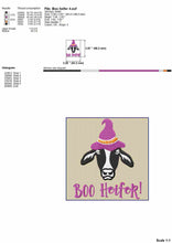 Load image into Gallery viewer, Funny Halloween Machine Embroidery Designs, Halloween Cow Embroidery Patterns, Cow With Witch Hat Pes Files-Kraftygraphy
