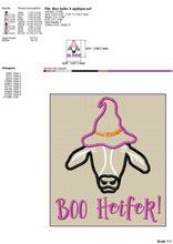 Load image into Gallery viewer, Funny Halloween Machine Embroidery Designs, Halloween Cow Embroidery Patterns, Cow With Witch Hat Pes Files-Kraftygraphy
