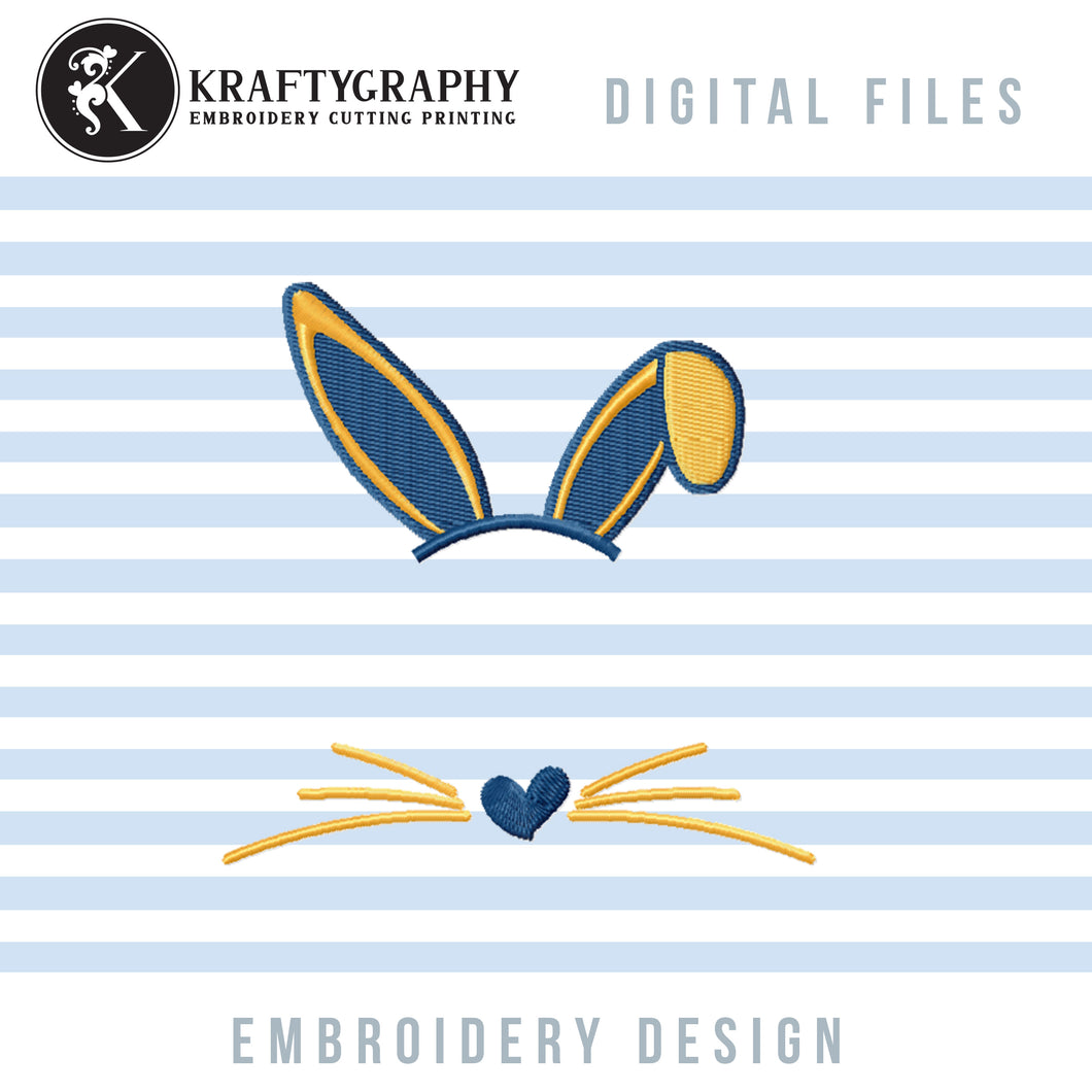 Cute Bunny Monogram Machine Embroidery Designs, Rabbit Ears Embroidery Patterns, Rabbit Face Embroidery Files, Tiny Bunny Pes Files, Small Bunny Hus Files, Easter Embroidery Stitches-Kraftygraphy