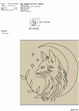 Load image into Gallery viewer, Celestial embroidery designs - cat and moon-Kraftygraphy
