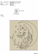 Load image into Gallery viewer, Celestial embroidery designs - cat and moon-Kraftygraphy
