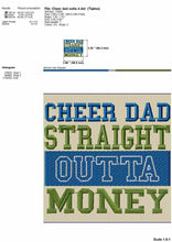 Load image into Gallery viewer, Cheer embroidery designs - Cheer dad outta money-Kraftygraphy
