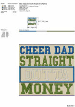Load image into Gallery viewer, Cheer embroidery designs - Cheer dad outta money-Kraftygraphy
