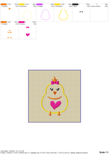 Load image into Gallery viewer, Cute Chick Machine Embroidery Designs, Easter Chick Embroidery Patterns, Baby Chick Embroidery Files, Girl Embroidery applique, Easter Dress Embroidery, Easter Shirt-Kraftygraphy
