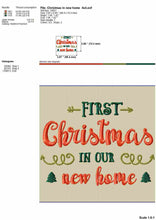 Load image into Gallery viewer, First Christmas in Our New Home Embroidery Designs, 1st Christmas in Our New House Embroidery Patterns, First Christmas Embroidery Sayings, Kitchen Towels Embroidery, Pillow Cover Pes Files, Napkins Embroidery Files-Kraftygraphy
