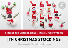 Load image into Gallery viewer, In the Hoop Christmas Stocking Embroidery Designs, ITH Christmas Socks Patterns, Applique Embroidery Files-Kraftygraphy
