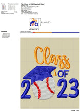 Load image into Gallery viewer, Class of 2023 Baseball Machine Embroidery Designs, Senior 2023 Embroidery Patterns, Baseball Graduation Pes Files, Baseball Cap Hus-Kraftygraphy
