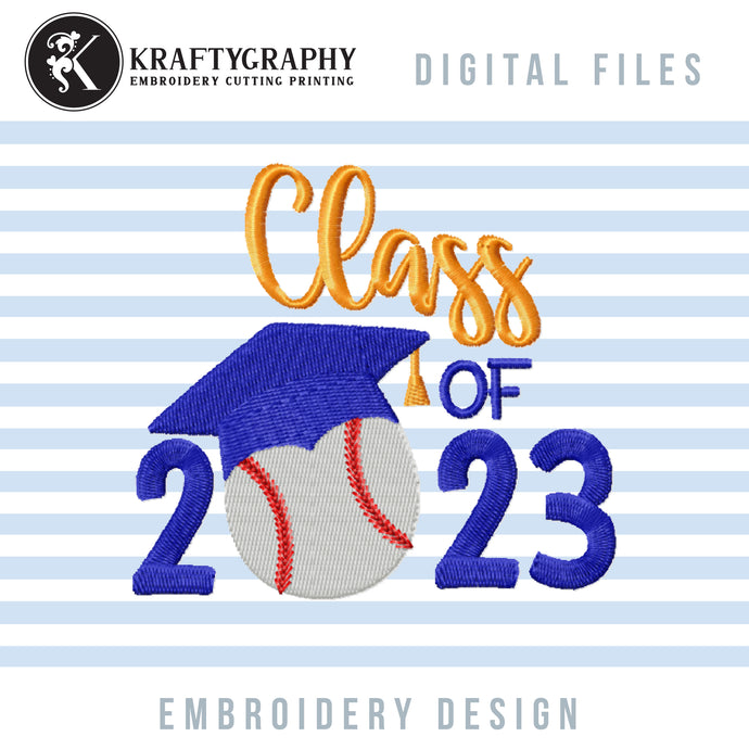Class of 2023 Baseball Machine Embroidery Designs, Senior 2023 Embroidery Patterns, Baseball Graduation Pes Files, Baseball Cap Hus-Kraftygraphy