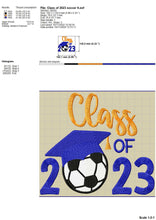 Load image into Gallery viewer, Class of 2023 Soccer Machine Embroidery Designs, Senior Graduation Pes Files-Kraftygraphy

