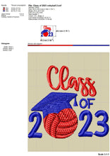 Load image into Gallery viewer, Class of 2023 Volleyball Machine Embroidery Designs for Stole and Robe, Senior 2023 Embroidery Patterns, Graduation Cap Embroidery Files-Kraftygraphy
