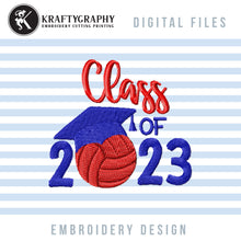 Load image into Gallery viewer, Class of 2023 Volleyball Machine Embroidery Designs for Stole and Robe, Senior 2023 Embroidery Patterns, Graduation Cap Embroidery Files-Kraftygraphy
