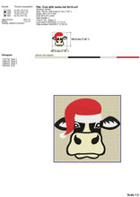 Load image into Gallery viewer, Cute Cow With Santa Hat Embroidery Designs, Funny Christmas Cow Face Embroidery Patterns, Heifer Embroidery Files, Cow Head Fill Stitch, Christmas Embroidery Hoop, Machine Embroidery Elements-Kraftygraphy
