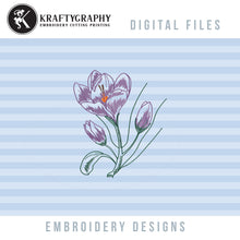 Load image into Gallery viewer, Crocus Flower Embroidery Design for Machine, Spring Flowers in Sketch Style-Kraftygraphy
