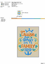 Load image into Gallery viewer, Family Cruise Machine Embroidery Patterns, Cruising Embroidery Sayings-Kraftygraphy
