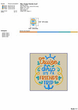 Load image into Gallery viewer, Friends Cruise Machine Embroidery Designs, Friends Trip Pes Files-Kraftygraphy
