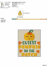 Load image into Gallery viewer, Funny Baby Machine Embroidery Design - Cutest Pumpkin in the Patch-Kraftygraphy
