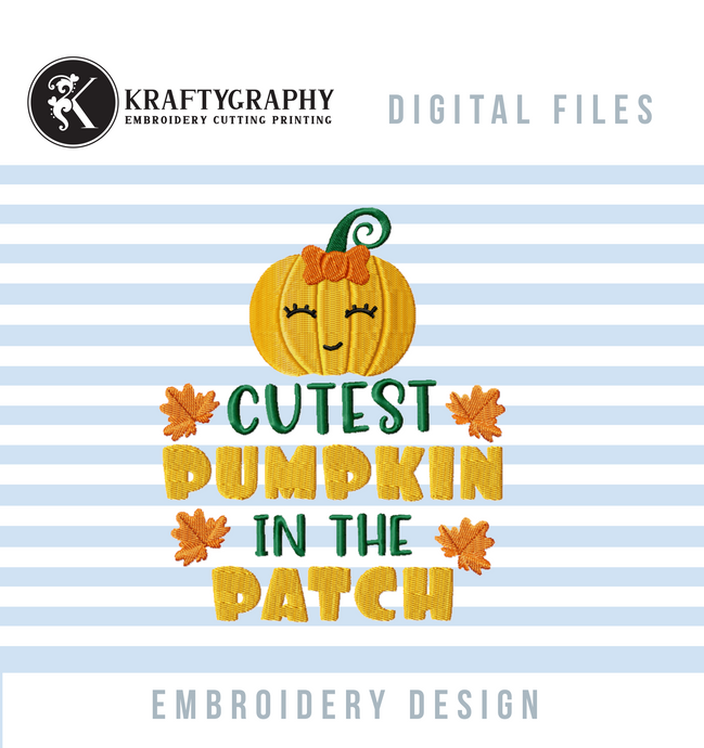 Funny Baby Machine Embroidery Design - Cutest Pumpkin in the Patch-Kraftygraphy