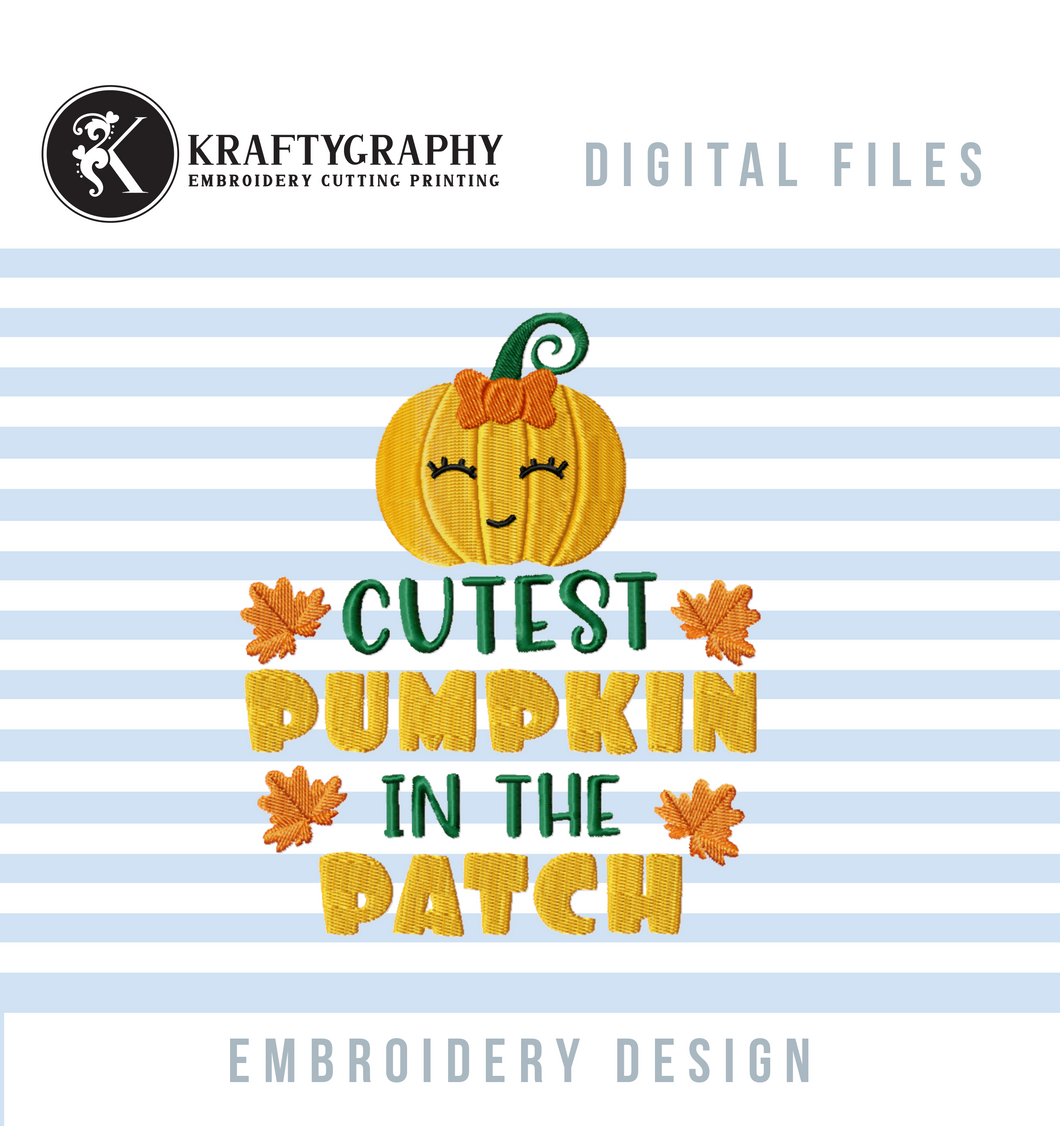 Funny Baby Machine Embroidery Design - Cutest Pumpkin in the Patch-Kraftygraphy