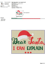 Load image into Gallery viewer, Dear Santa Embroidery Sayings, Christmas Machine Embroidery Designs, Christmas Ornaments Embroidery Files, Christmas Embroidery Patterns, Dear Santa I Can Explain, word art mask embroidery-Kraftygraphy
