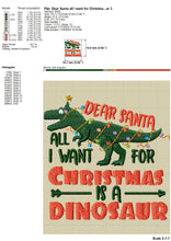 Load image into Gallery viewer, All I Want for Christmas Is a Dinosaur Embroidery Designs, Christmas Dinosaur Embroidery Patterns, Dino Embroidery Sayings, Trex Pes Files, Dinosaur With Christmas Lights Jef Files, Christmas embroidery-Kraftygraphy
