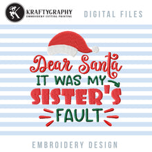 Load image into Gallery viewer, Christmas Brother Embroidery Designs, Christmas Embroidery Patterns for Siblings, Family Christmas Embroidery, Brother Embroidery Sayings, Mask Pes Files, Hus, Jef, Dst, Exp-Kraftygraphy
