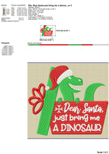 Load image into Gallery viewer, Dear Santa Machine Embroidery Sayings for Kids, Christmas Dinosaur Embroidery Designs, Christmas Tree Rex Embroidery Patterns, Christmas Ornaments Embroidery Files, I Just Want a Dinosaur Pes Files, Word Art Embroidery, Dino Christmas Embroidery-Kraftygraphy
