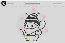 Load image into Gallery viewer, Buzzing Bee Gnome: Adorable Embroidery Design applique - 3 Sizes Available for Instant Digital Download-Kraftygraphy
