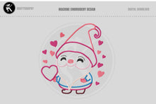 Load image into Gallery viewer, Adorable Valentine gnome embroidery design applique for machine embroidery-Kraftygraphy
