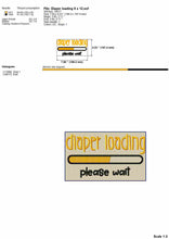 Load image into Gallery viewer, Hilarious Baby Bib Machine Embroidery Designs - Diaper Loading Please Wait-Kraftygraphy
