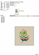 Load image into Gallery viewer, Cute Dinosaur Girl With Tutu and Crown Machine Embroidery Designs, Funny Dinosaur Balerina Embroidery Patterns, Princess Pes Embroidery File-Kraftygraphy
