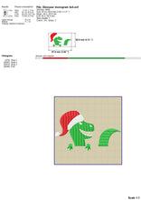 Load image into Gallery viewer, Christmas Dinosaur Monogram Embroidery Designs, Christmas Monogram Embroidery Patterns, Dinosaur With Santa Face Embroidery Files, T-Rex Fill Stitch, Christmas Embroidery-Kraftygraphy
