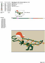 Load image into Gallery viewer, $1.00 embroidery designs Dinosaur With Christmas Lights Embroidery Designs, Christmas Dinosaur Embroidery Patterns, Tree Rex Embroidery Files, Christmas Embroidery Elements, Kids Embroidery Applique Designs-Kraftygraphy
