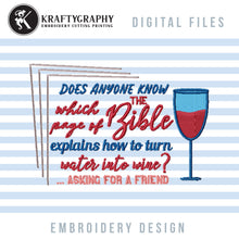 Load image into Gallery viewer, Water into wine kitchen embroidery design-Kraftygraphy
