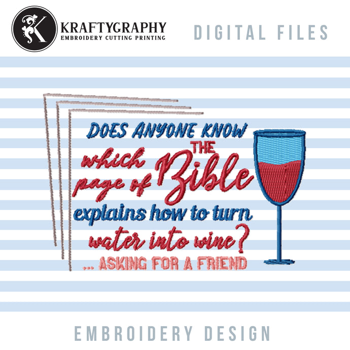 Water into wine kitchen embroidery design-Kraftygraphy