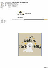 Load image into Gallery viewer, Funny Baby Machine Embroidery Sayings - Don’t Scare Me I Poop Easily-Kraftygraphy
