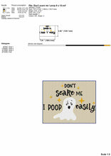 Load image into Gallery viewer, Funny Baby Machine Embroidery Sayings - Don’t Scare Me I Poop Easily-Kraftygraphy
