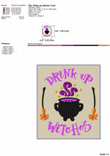 Load image into Gallery viewer, Funny Drinking Halloween Embroidery Designs, Drink up Witches Embroidery Patterns, Witch Embroidery Sayings-Kraftygraphy
