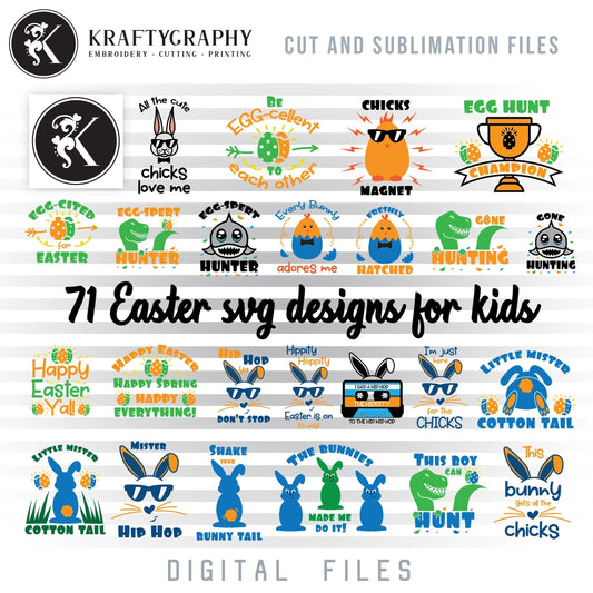 Easter SVG Bundle, Easter Bunny Clipart, Baby Easter PNG Sayings, Easter Dinosaur Dxf Files, Easter Shark SVG Cutting Files, Cute Easter SVG for Kids, Easter Is for Jesus Quote,-Kraftygraphy