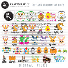 Load image into Gallery viewer, Easter SVG Bundle, Easter Bunny Clipart, Baby Easter PNG Sayings, Easter Dinosaur Dxf Files, Easter Shark SVG Cutting Files, Cute Easter SVG for Kids, Easter Is for Jesus Quote,-Kraftygraphy
