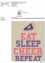 Load image into Gallery viewer, Cheer embroidery design saying - Eat sleep cheer-Kraftygraphy
