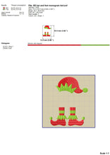 Load image into Gallery viewer, Elf Monogram Embroidery Patterns, Elf Hat and Feet Embroidery Designs, Elf Legs Embroidery Ornaments, Elf Sweater Embroidery Designs, Elf Shoe Embroidery Fill Stitch, Christmas embroidery-Kraftygraphy
