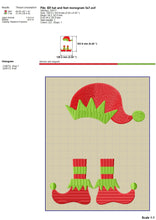 Load image into Gallery viewer, Elf Monogram Embroidery Patterns, Elf Hat and Feet Embroidery Designs, Elf Legs Embroidery Ornaments, Elf Sweater Embroidery Designs, Elf Shoe Embroidery Fill Stitch, Christmas embroidery-Kraftygraphy
