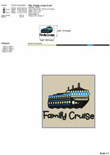 Load image into Gallery viewer, Family Cruise Machine Embroidery Designs, Cruise Boat Embroidery Patterns-Kraftygraphy

