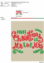 Load image into Gallery viewer, First Christmas as Mr and Mrs Embroidery Designs, 1st Christmas Married Embroidery Patterns, Christmas Ornaments Embroidery Files, Christmas Decoration Embroidery Pes Files, Kitchen Towels Embroidery, Napkins Embroidery, Pillow Covers Christmas Embroidery-Kraftygraphy
