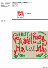 Load image into Gallery viewer, First Christmas as Mr and Mrs Embroidery Designs, 1st Christmas Married Embroidery Patterns, Christmas Ornaments Embroidery Files, Christmas Decoration Embroidery Pes Files, Kitchen Towels Embroidery, Napkins Embroidery, Pillow Covers Christmas Embroidery-Kraftygraphy
