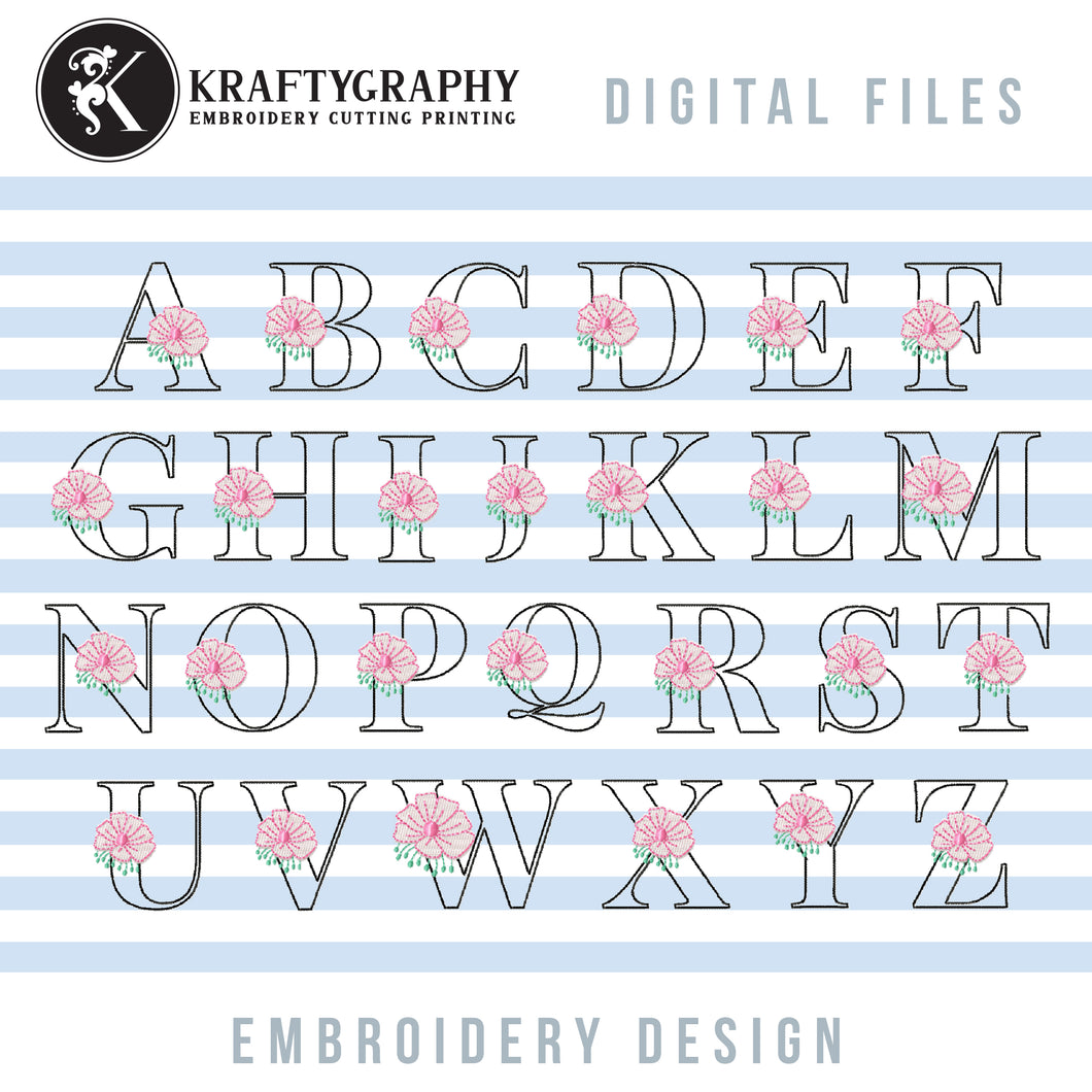 Small Elegant Embroidery Font for Embroidery Machine, Embroidery Monogram Font, Modern Embroidery Alphabet-Kraftygraphy